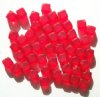50 8mm Diagonal Hole Matte Red Cube Beads